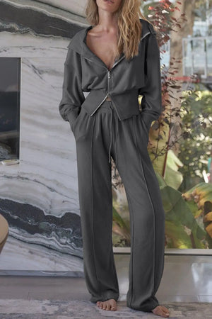 Zip-Up Hoodie and Pants Active Set - Farnelli