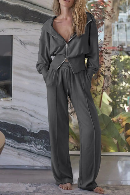 Zip-Up Hoodie and Pants Active Set - Farnelli