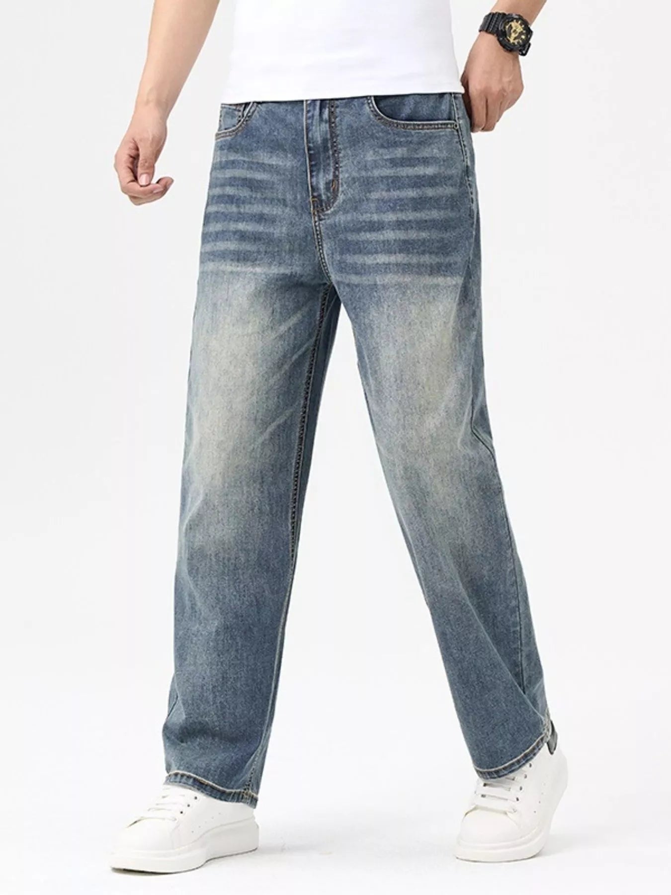 Men's Relaxed Fit Washed Jeans - Farnelli