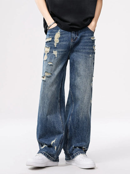 Men's Distressed Wide Leg Jeans - Farnelli