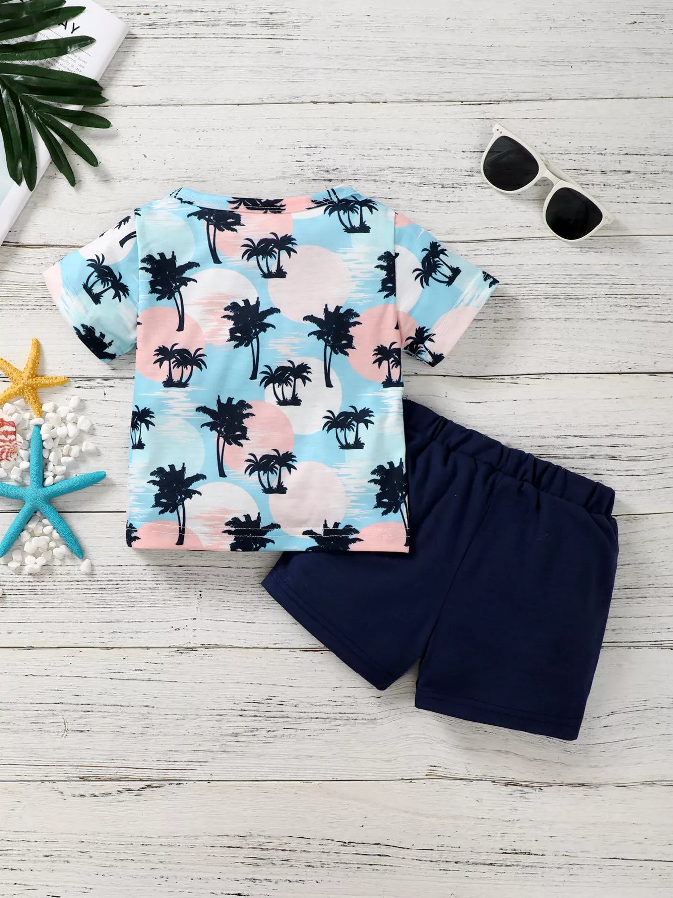 Children's Tropical Palm Tree Print Outfit Set - Farnelli