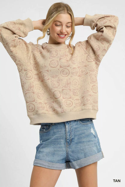Umgee Coin Stamp Print Sweatshirt - Farnelli