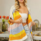 BiBi Openwork Striped Open Front Knit Cardigan - Farnelli