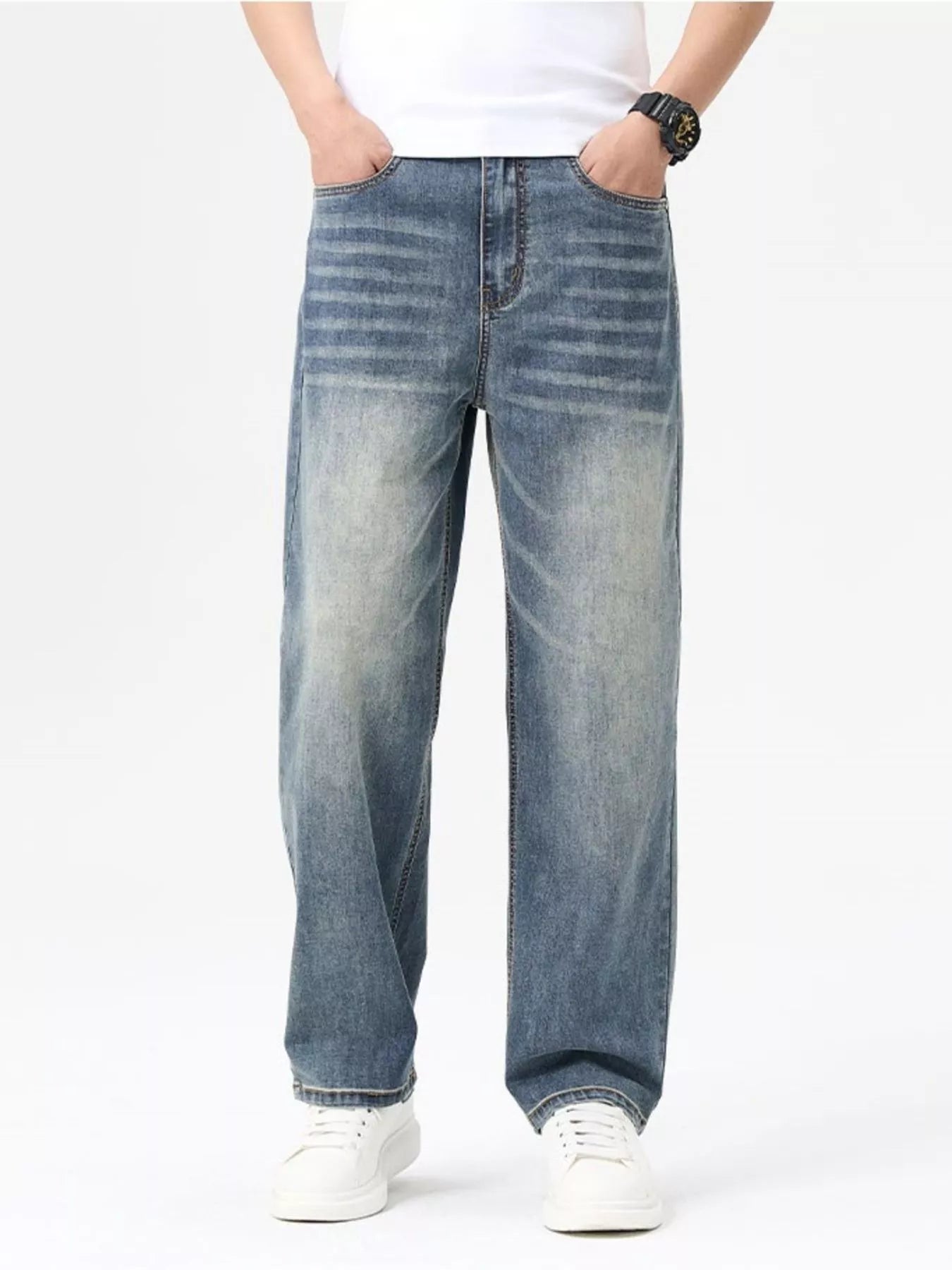 Men's Relaxed Fit Washed Jeans - Farnelli