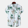 Men's Plus Size Printed Short Sleeve Button-Up Summer Shirt - Dark Green