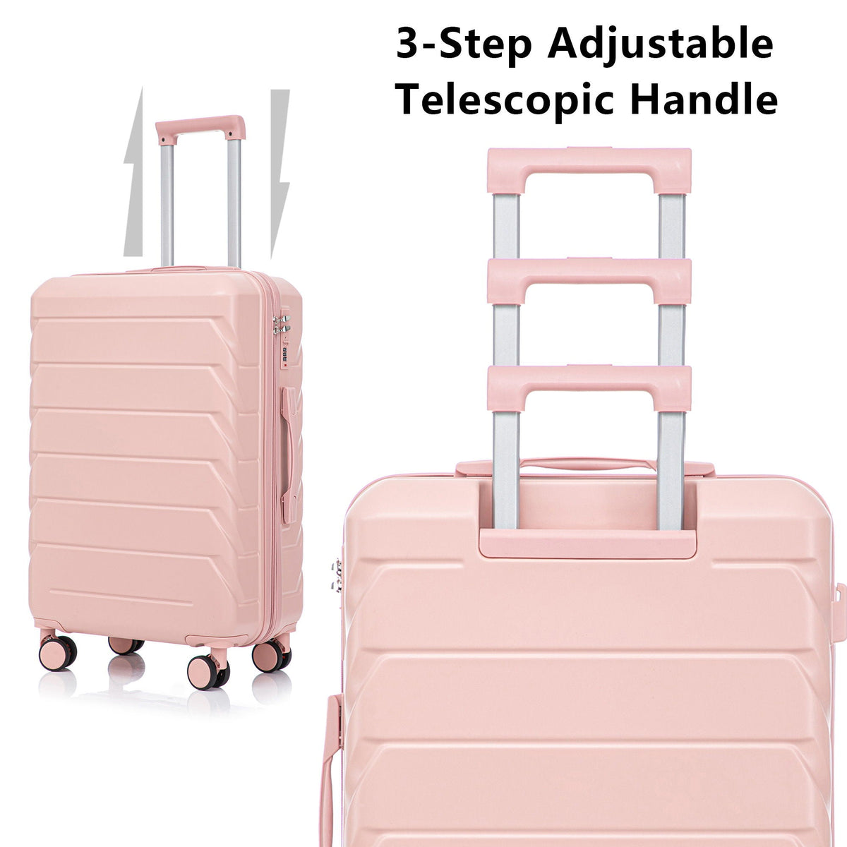 HouseOfZazla 3-piece spinner wheel luggage set with combination locks in assorted sizes
