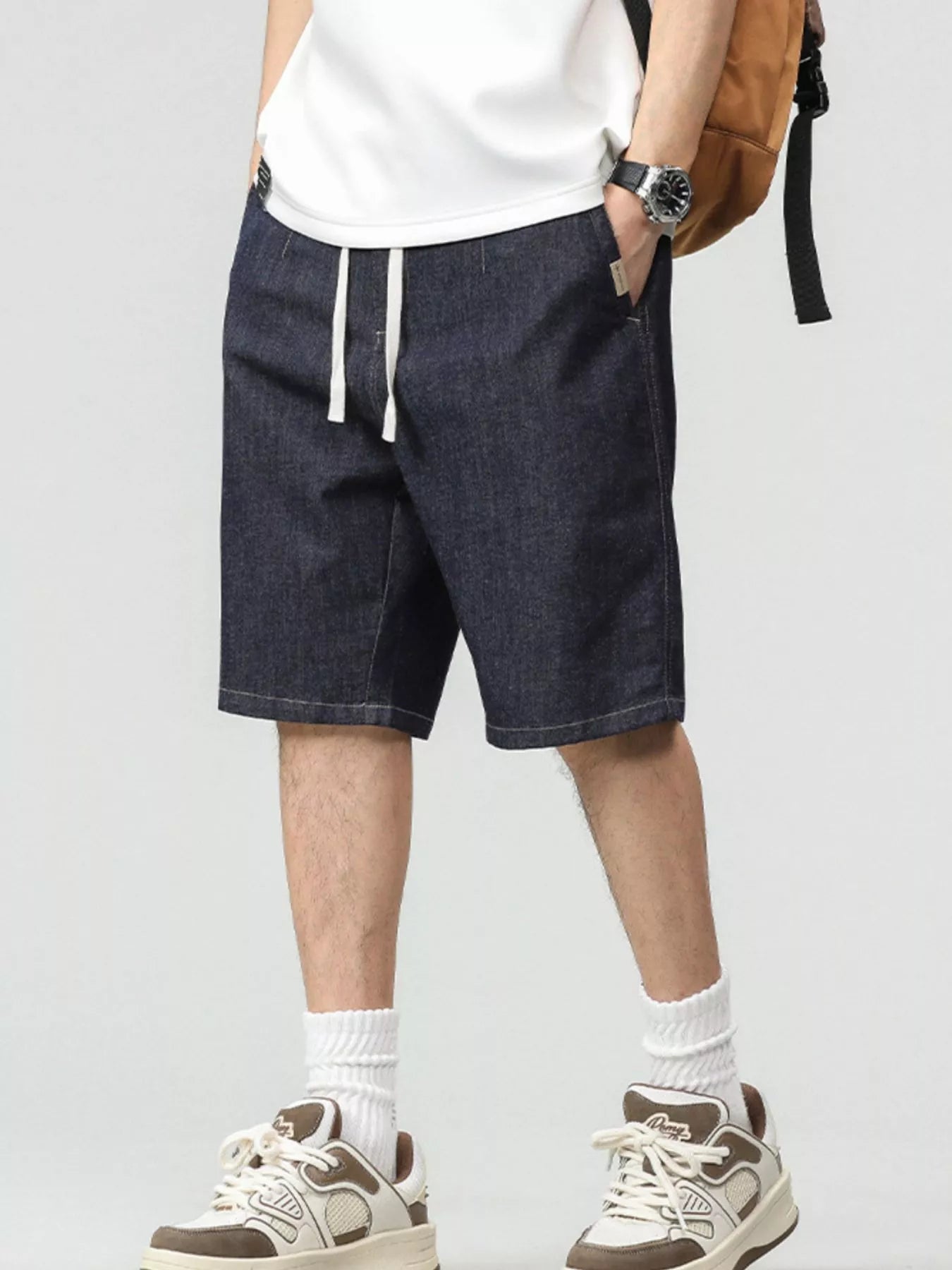 Men's Plus Size Drawstring Denim Shorts - Farnelli