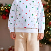 Children's Christmas Print Crew Neck Sweatshirt - White