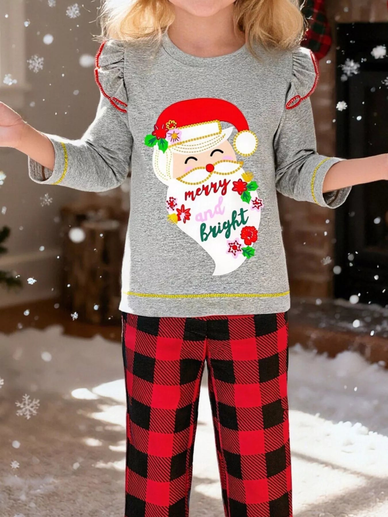 Children's Santa Graphic Long Sleeve Pajama Set - Farnelli