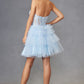 Juliet JT918A Dress Strapless Cocktail Leaf Lace Corset Bodice Ruffle Skirt