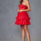 Juliet JT918A Dress Strapless Cocktail Leaf Lace Corset Bodice Ruffle Skirt
