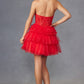 Juliet JT918A Dress Strapless Cocktail Leaf Lace Corset Bodice Ruffle Skirt