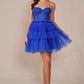 Juliet JT918A Dress Strapless Cocktail Leaf Lace Corset Bodice Ruffle Skirt