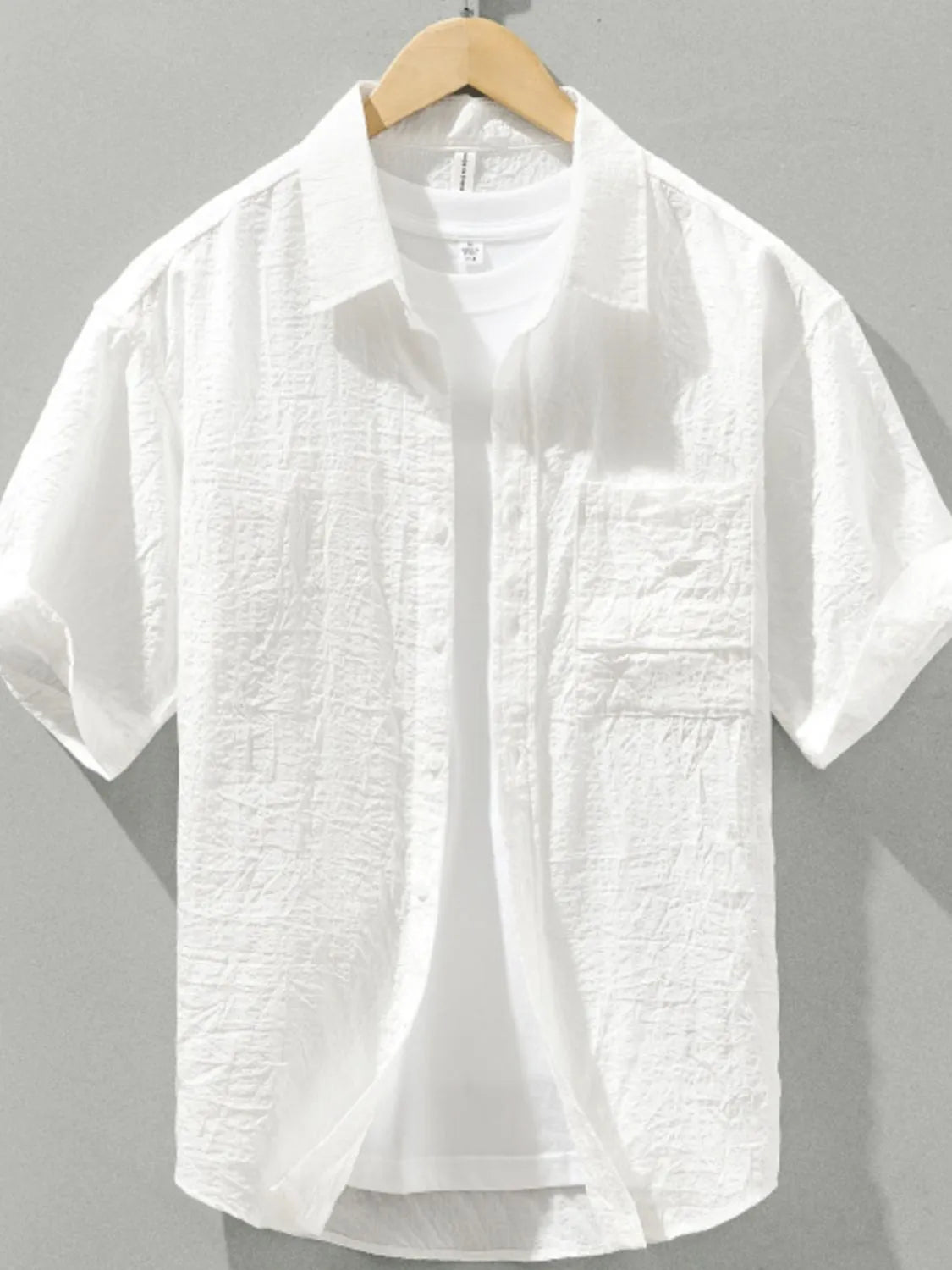 Men's Plus Size Textured Short Sleeve Casual Shirt - Farnelli