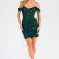 Juliet JT919L Dress Fitted Off Shoulder Sequin Sweetheart Bodice