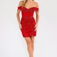 Juliet JT919L Dress Fitted Off Shoulder Sequin Sweetheart Bodice