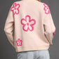 Umgee Round Neck Sweater with Pink Floral Accents - Farnelli