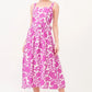 And The Why Square Neck Belted Floral Printed Midi Dress - Farnelli