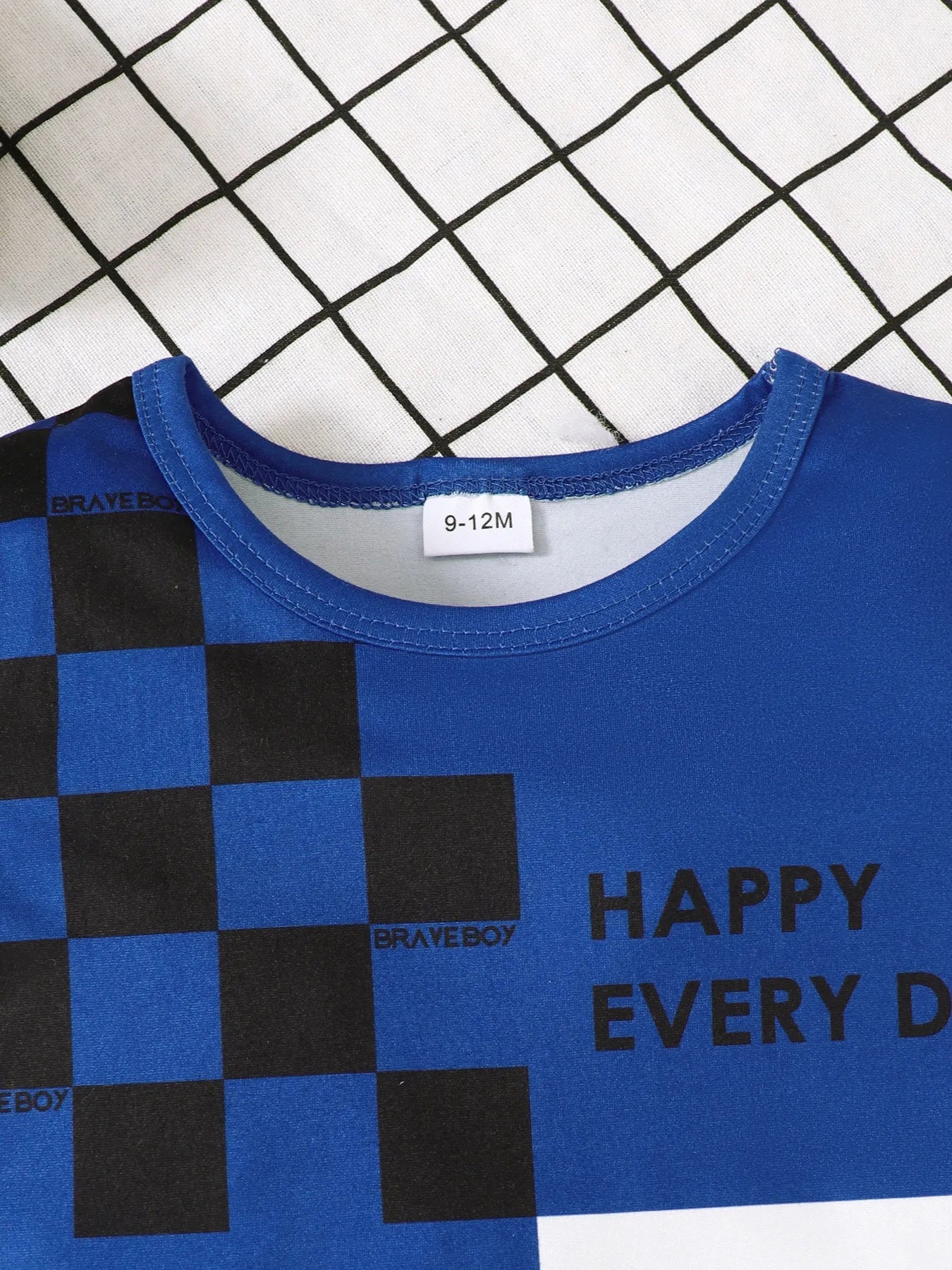 Children's Letter Round Neck Top and Denim Shorts Set - Farnelli