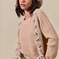 SO ME Checkered Plaid Tape Lace Up Ribbed Sweater - Farnelli