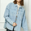 Veveret Button Up Dropped Shoulder Denim Top - LTDENIM