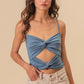 BiBi Rayon Span Jersey Knit Double Twist Front Cami Top - Farnelli
