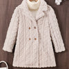 Children's Cozy Textured Double-Breasted Outerwear - Eggshell