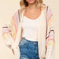 Haptics Full Size Striped Crochet Open Front Cardigan - Farnelli