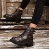 Round Toe Platform Boots - Dark Brown