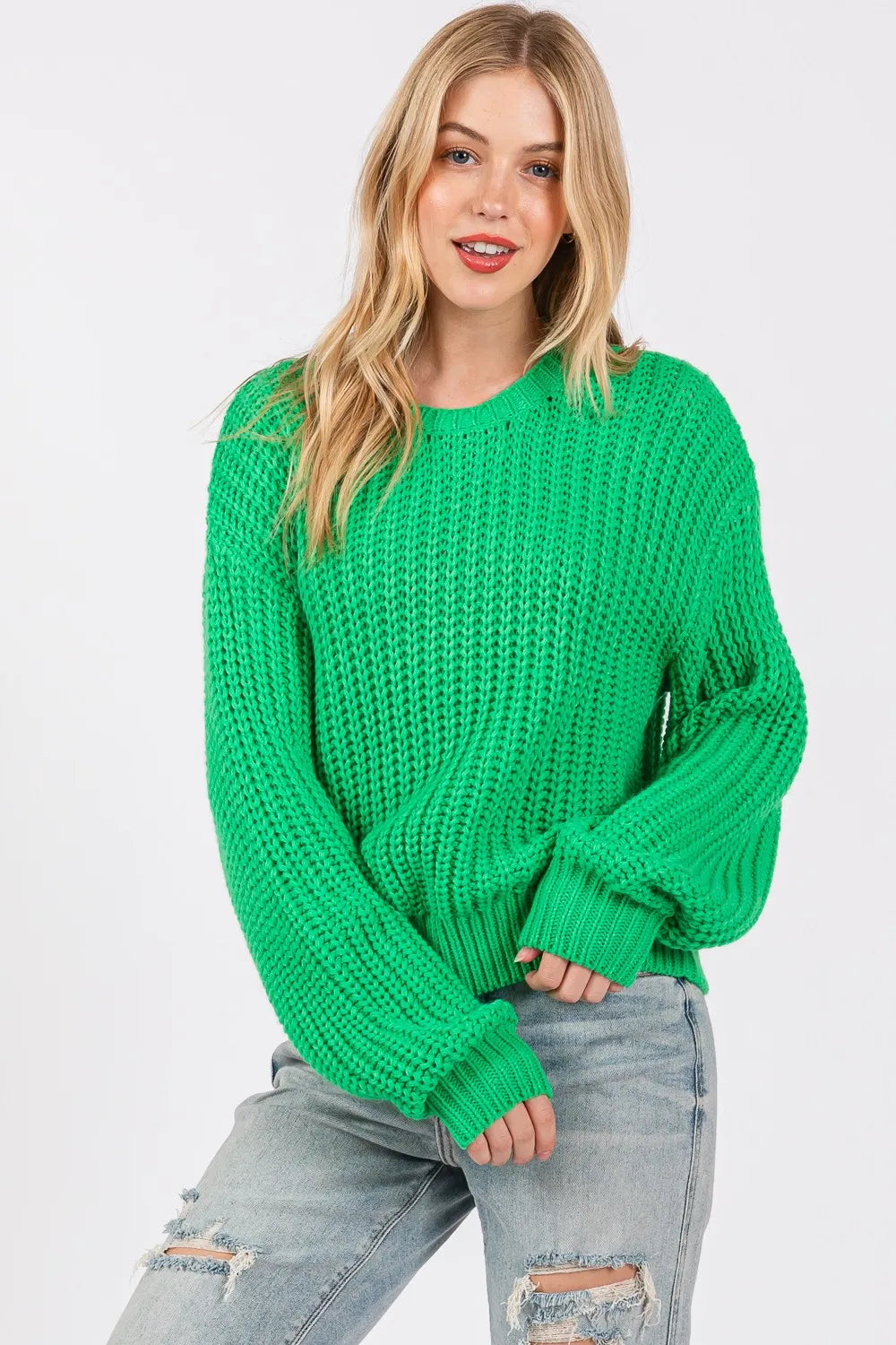 SAGE + FIG Round Neck Drop Shoulder Sweater - Farnelli