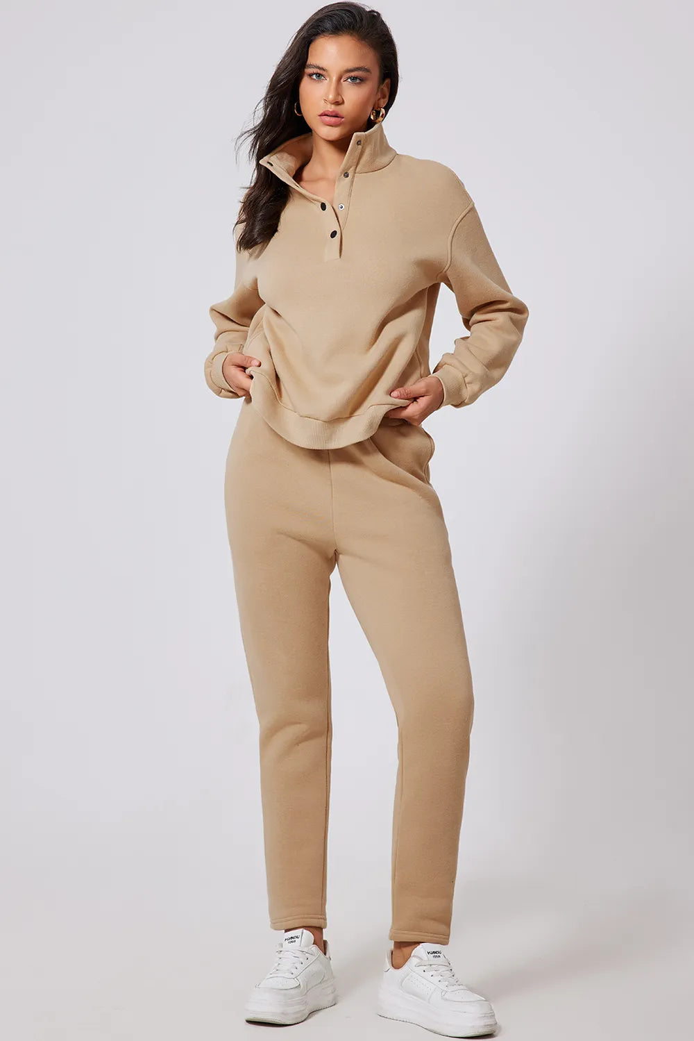 Half Snap Turtleneck Top and Pants Active Set - Farnelli
