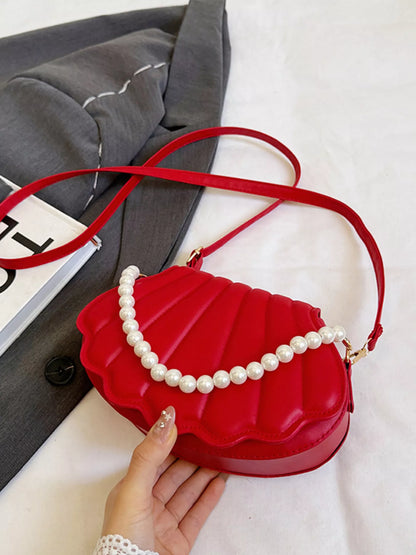 Shell-Shaped Pearl Decor Crossbody Bag - Farnelli