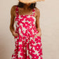 BiBi Floral Prints Tuck Detail Short Overall With Pockets - Farnelli