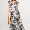 And The Why Ruffled Sleeve Tiered Floral Print Maxi Dress - BLACK CREAM