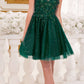 Ladivine 9245 Short A-Line Homecoming Dress with Floral Details