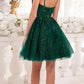 Ladivine 9245 Short A-Line Homecoming Dress with Floral Details