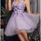 Ladivine 9245 Short A-Line Homecoming Dress with Floral Details