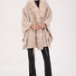 Genuine Polar Fox Double Face Wool Poncho Coat