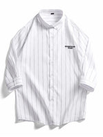 Men's Plus Size Striped Button-Down Casual Shirt - Farnelli