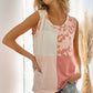 BiBi French Terry Color Block Leopard Sleeveless Top - Farnelli