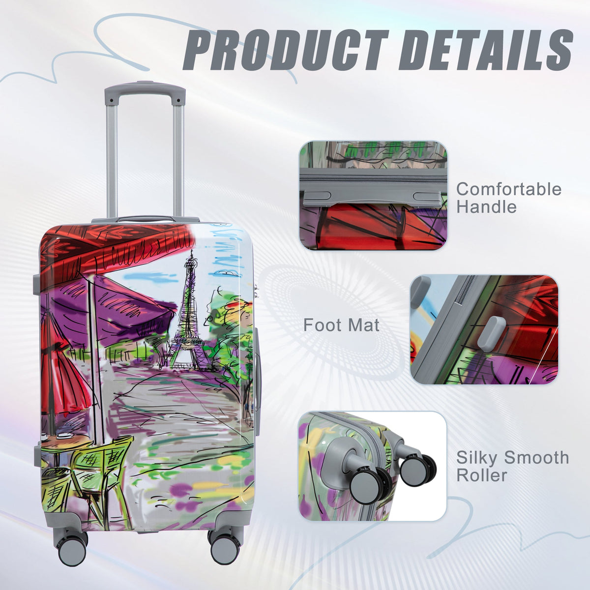 HouseOfZazla PC spinner wheel luggage set with combination lock and durable hard case