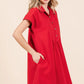 Mittoshop Twill Short Sleeve Collared Mini Dress - Farnelli