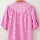 Arielle Embroidered Hollow-out Puff Sleeve Blouse - Farnelli