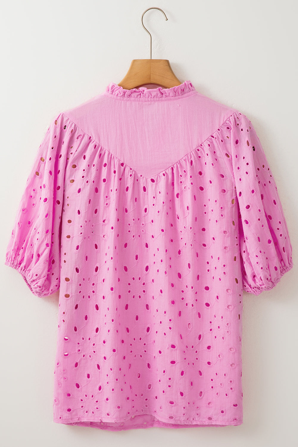 Arielle Embroidered Hollow-out Puff Sleeve Blouse - Farnelli