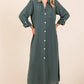 Mittoshop Airflow V-Neck Long Sleeve Button Down Maxi Dress - Farnelli