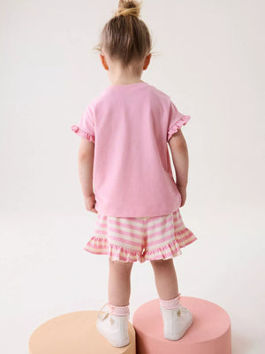 Children's Cute Bunny Applique Ruffle Trim Set - Farnelli