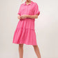 And The Why Full Size Raw Edge Washed Tiered Shirt Dress - Farnelli
