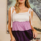 BiBi Color Block Tied Ribbon Shoulder Top - Farnelli