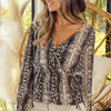 BiBi Snake Skin Woven Crossover Lslv Top - OATMEAL