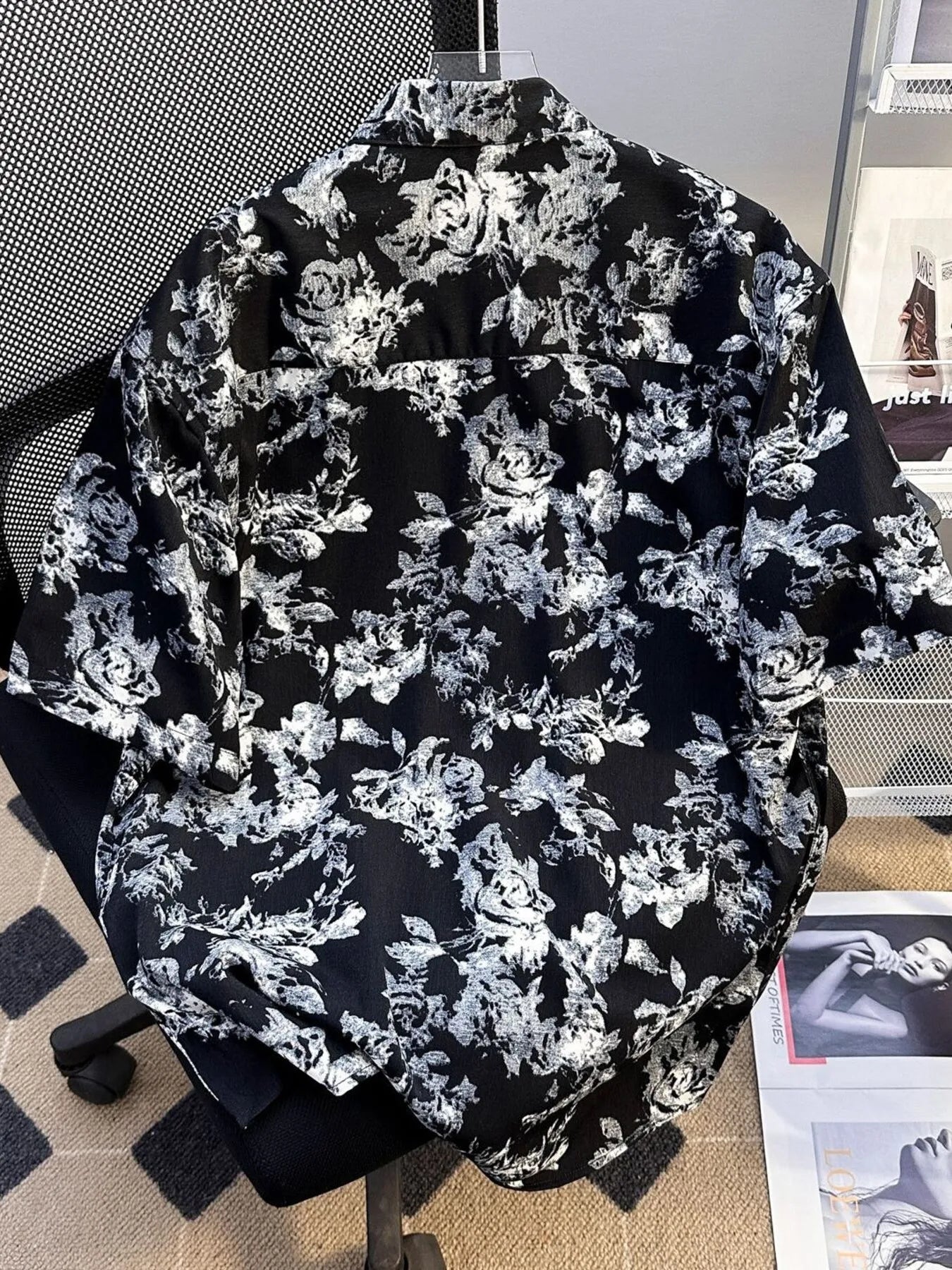 Men's Plus Size Printed Button Up Short Sleeve Shirt - Farnelli